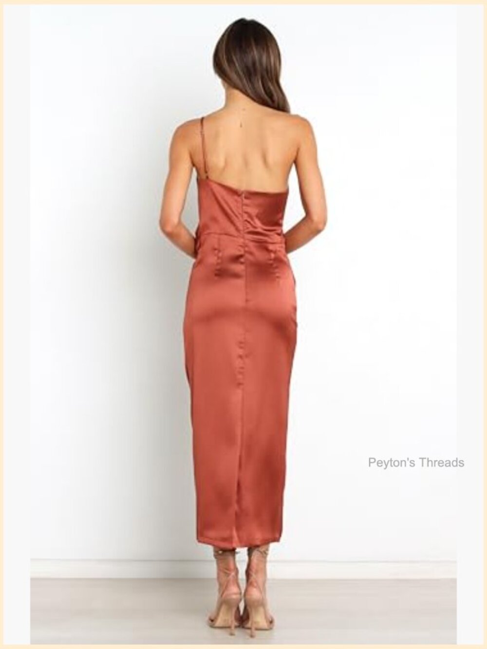 One-Shoulder Midi Dress with Gathered Side Detail, Back Zip - Picture 5 of 7